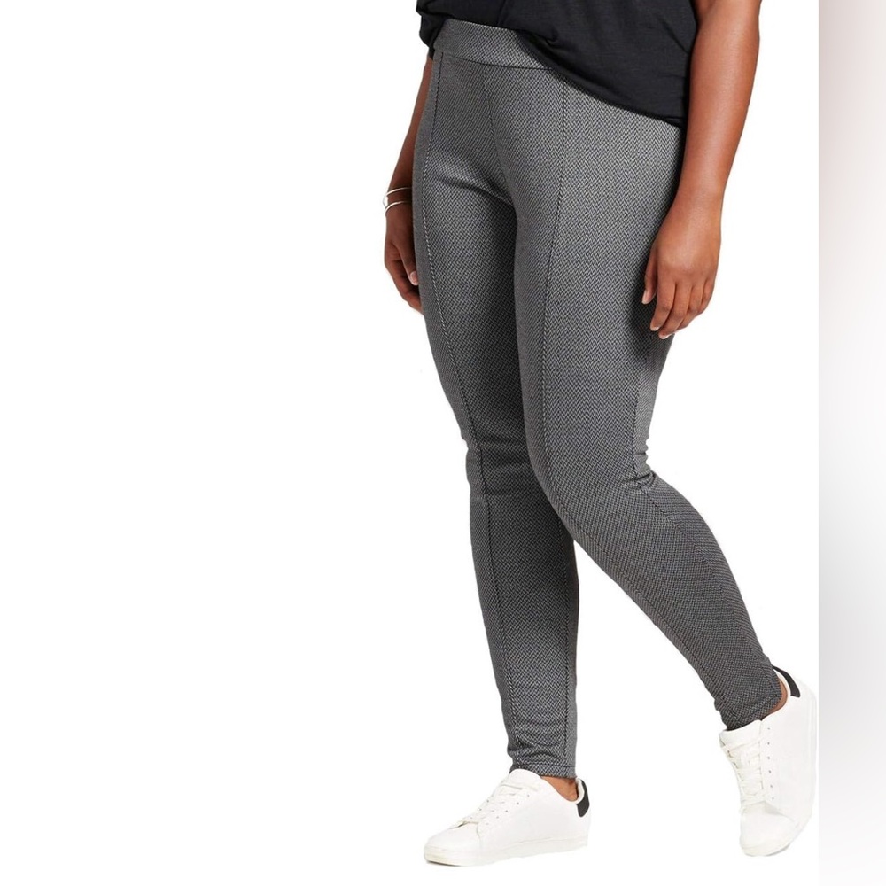 Ava & Viv On Ponte Pants, Gray Herringbone, Size 2X